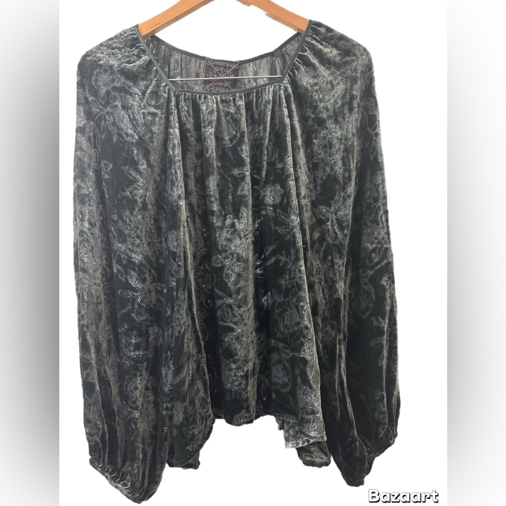 Johnny Was Jade Green Silk Blouse